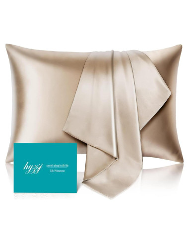 Funda de Almohada de Seda Hyzsj Estándar 50.8x66 cm Champán