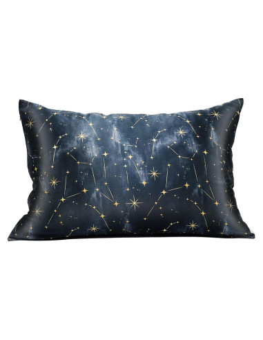 Funda de Almohada de Seda 100% Morera MANSPHIL Queen Galaxia Negra