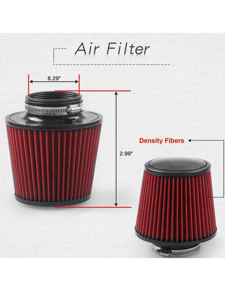Tubo de Entrada de Aire Frío Sporacingrts 76mm Universal Rojo Tubo de Entrada de Aire Frío Sporacingrts 76mm Universal Rojo