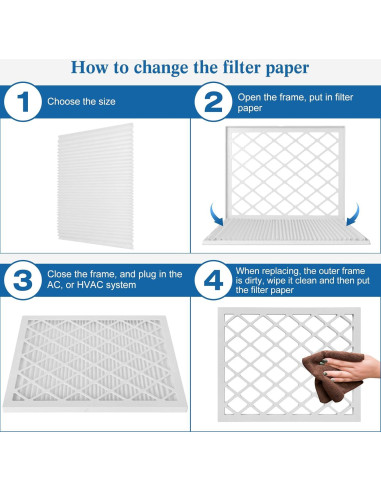 Filtro de aire 20x20x1 MERV 11 LYJHKJ - 2 marcos ABS + 8 filtros