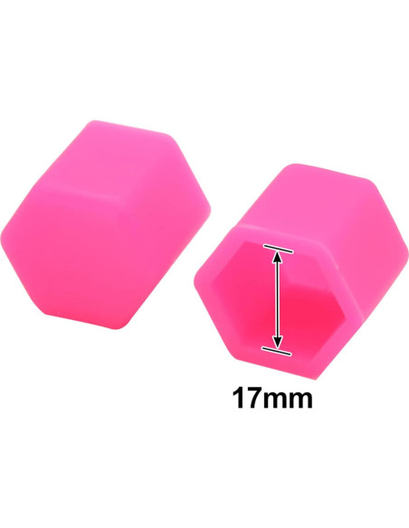Tapa de Tuerca de Rueda uxcell 17mm Silicona Rosa - 20 Pcs Tapa de Tuerca de Rueda uxcell 17mm Silicona Rosa - 20 Pcs