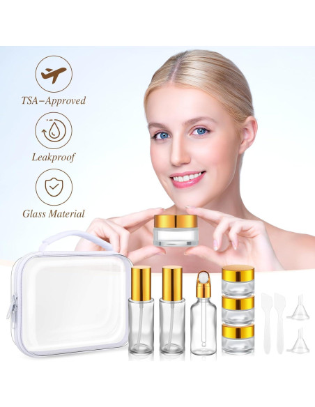 Set de Botellas de Viaje de Vidrio Qiyaz 11 Pcs con Estuche Set de Botellas de Viaje de Vidrio Qiyaz 11 Pcs con Estuche