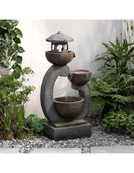Fuente de Agua Zen Exterior Tankana 90 cm Gris con Bomba LED Fuente de Agua Zen Exterior Tankana 90 cm Gris con Bomba LED