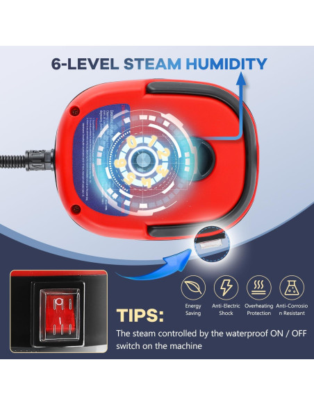 Limpiador a Vapor Portátil Moongiantgo 2500W 1L Rojo Limpiador a Vapor Portátil Moongiantgo 2500W 1L Rojo