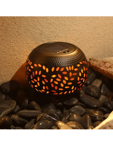 Luz de Mesa Solar Pearlstar Negra - Lámpara de Llama Parpadeante