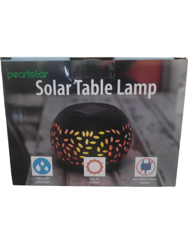 Luz de Mesa Solar Pearlstar Negra - Lámpara de Llama Parpadeante