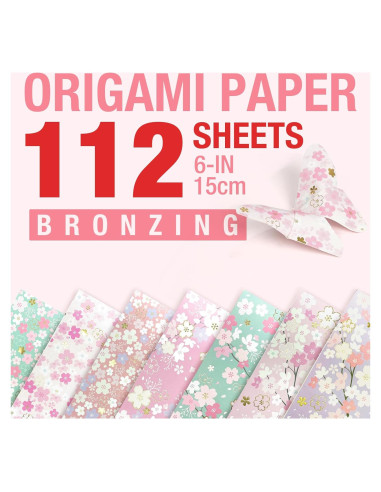 112 Hojas Papel Origami Chiyogami Sakura 15x15cm Cutblajat
