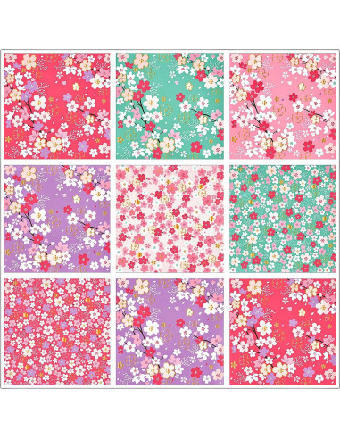 112 Hojas Papel Origami Chiyogami Sakura 15x15cm Cutblajat
