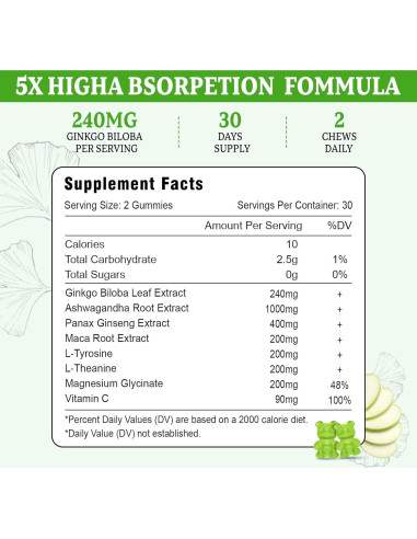 Gominolas de Ginkgo Biloba Vazatisi 60 Unidades Sabor Manzana