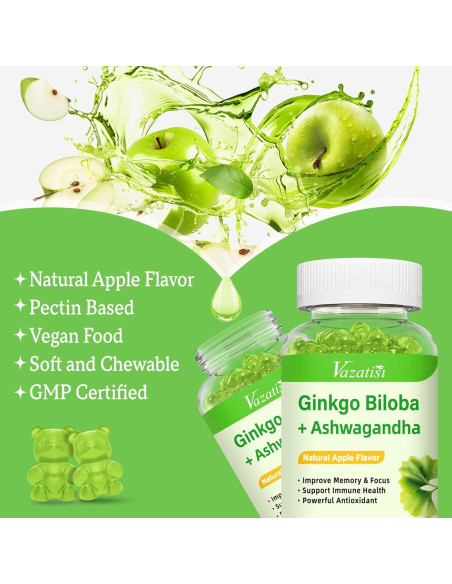 Gominolas de Ginkgo Biloba Vazatisi 60 Unidades Sabor Manzana Gominolas de Ginkgo Biloba Vazatisi 60 Unidades Sabor Manzana