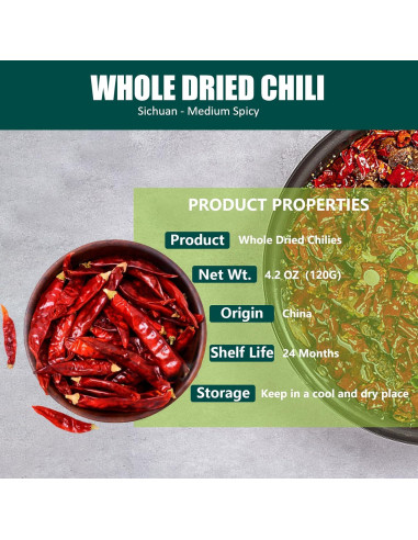 Chiles Secos Szechuan Amilutuo 120g - Pimiento Rojo Natural
