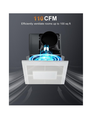 Ventilador de Baño GROWNEER 110 CFM Luz LED 35W Silencioso