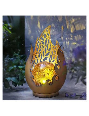 Luz Solar Decorativa Huaxu Efecto Llama Cobre 28 cm
