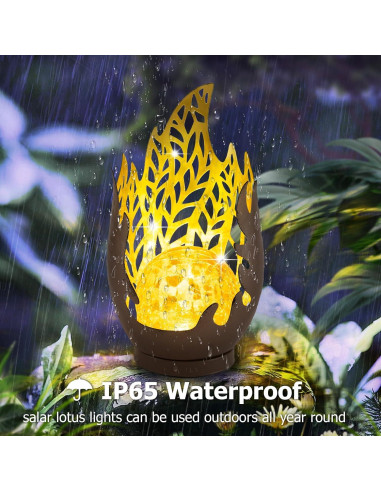 Luz Solar Decorativa Huaxu Efecto Llama Cobre 28 cm