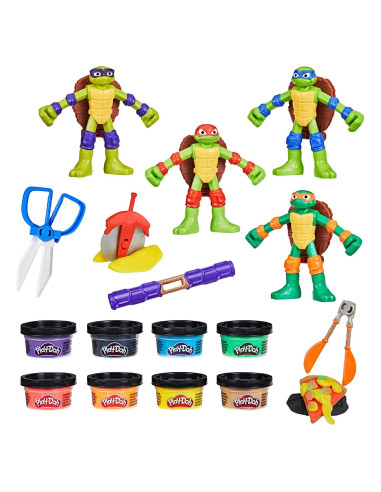 Conjunto Play-Doh Tortugas Ninja 4 Figuras Flexibles 10 cm