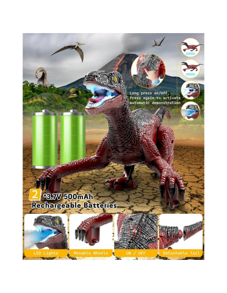 Coche de Dinosaurio RC Eulogia 2 en 1 con Gestos y Sonidos Coche de Dinosaurio RC Eulogia 2 en 1 con Gestos y Sonidos