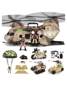 Juego de Juguetes de Helicóptero Militar de deAO con Figuras