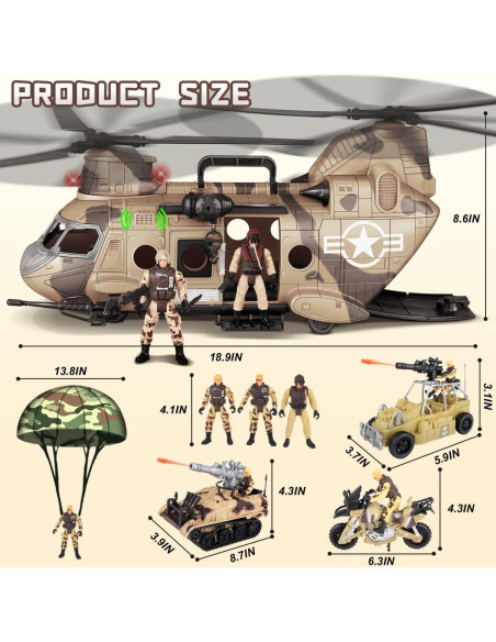 Juego de Juguetes de Helicóptero Militar de deAO con Figuras Juego de Juguetes de Helicóptero Militar de deAO con Figuras