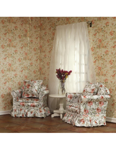 Muebles Miniatura iLAND Sofá Plisado Rosa y Pájaros 2 Pcs