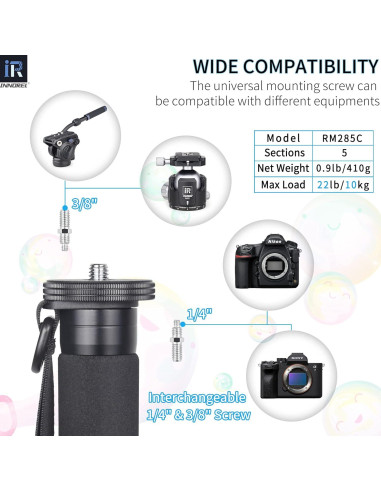 Monopie INNOREL RM285C de fibra de carbono 5 secciones 10kg