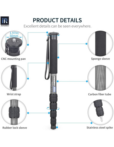 Monopie INNOREL RM285C de fibra de carbono 5 secciones 10kg