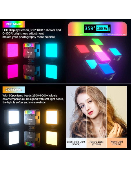 Luz de Video RGB VIJIM VL49 Mini LED Recargable 2500-9000K Luz de Video RGB VIJIM VL49 Mini LED Recargable 2500-9000K