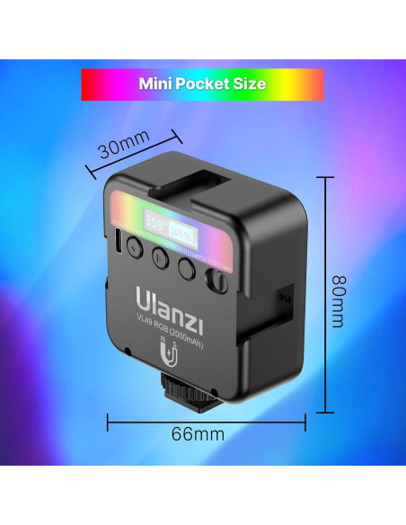 Luz de Video RGB VIJIM VL49 Mini LED Recargable 2500-9000K Luz de Video RGB VIJIM VL49 Mini LED Recargable 2500-9000K