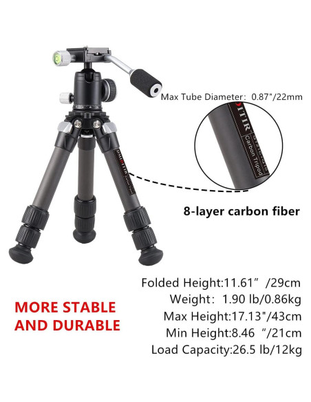 Trípode de Carbono DMIDITIR con Cabezal de Bola 360 8kg Trípode de Carbono DMIDITIR con Cabezal de Bola 360 8kg