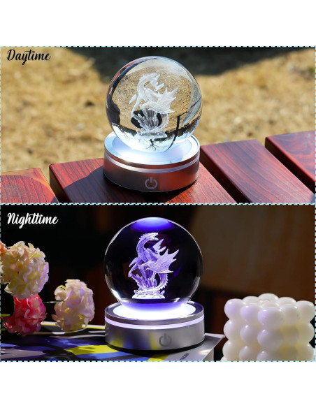 Bola de Cristal 3D Dragón Gótico 8cm Arikyrist con Base LED Bola de Cristal 3D Dragón Gótico 8cm Arikyrist con Base LED