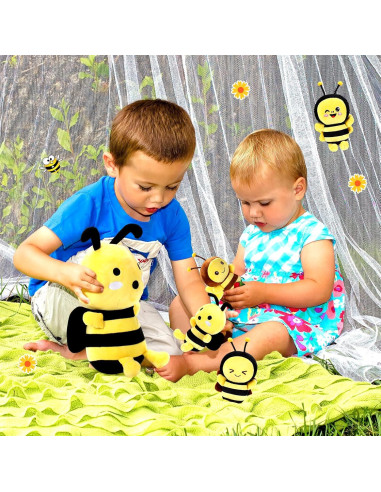 Abejas de Peluche Aoriher - 5 Piezas, 1 Grande 4 Pequeñas