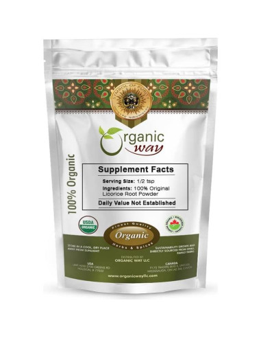 Polvo de raíz de regaliz orgánico Organic Way 227 g - Certificado Kosher