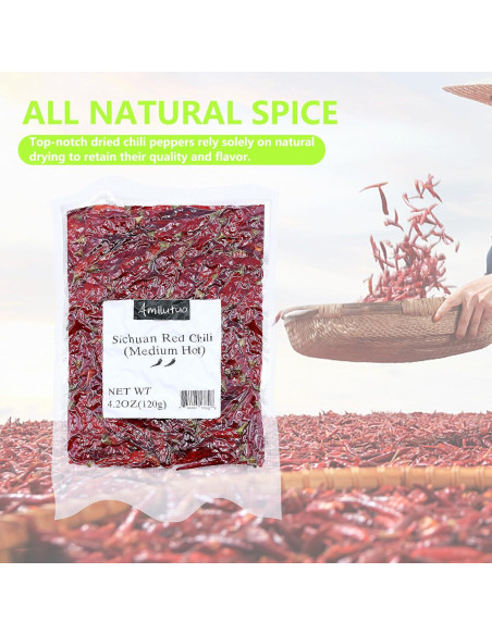 Chiles Secos Szechuan Amilutuo 120g - Pimiento Rojo Natural Chiles Secos Szechuan Amilutuo 120g - Pimiento Rojo Natural