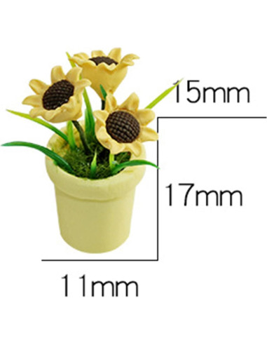 Mini Girasol de Resina Jowxsx para Casa de Muñecas 1/12