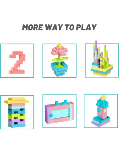 Juego de Bloques de Construcción Pairez Toys 1000 Piezas Pastel