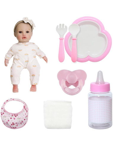 Muñeca Bebé Realista SCOM 40.64 cm con Accesorios para Niñas