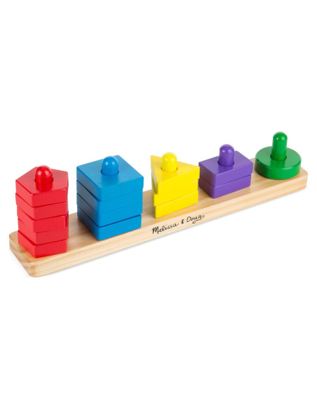 Tablero de Apilar y Clasificar Melissa & Doug - Juguete Educativo de Madera 15 Piezas Tablero de Apilar y Clasificar Melissa & Doug - Juguete Educativo de Madera 15 Piezas
