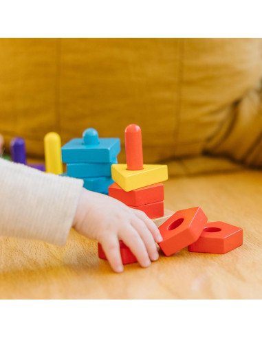Tablero de Apilar y Clasificar Melissa & Doug - Juguete Educativo de Madera 15 Piezas