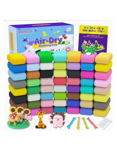Arcilla Secada al Aire Aestd-ST 56 Colores 0.84 kg Kit Creativo