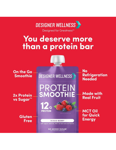 Batido de Proteína Designer Wellness 12g Proteína 124ml x12