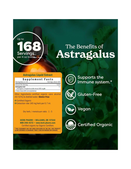 Extracto Líquido de Astrágalo Orgánico Herb Pharm 118.3 ml Extracto Líquido de Astrágalo Orgánico Herb Pharm 118.3 ml