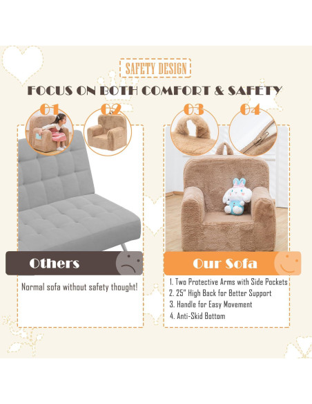 Sillón Infantil SUFUS de Peluche Acogedor Camello 63.5 cm Sillón Infantil SUFUS de Peluche Acogedor Camello 63.5 cm
