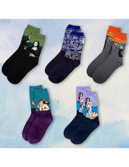 5 Pares de Calcetines Divertidos Chalier Arte Multicolor 5 Pares de Calcetines Divertidos Chalier Arte Multicolor