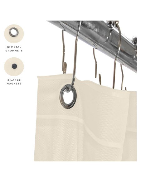 Cortina de Ducha PVC Bath Bliss 178x183cm Beige con Ojetes Cortina de Ducha PVC Bath Bliss 178x183cm Beige con Ojetes