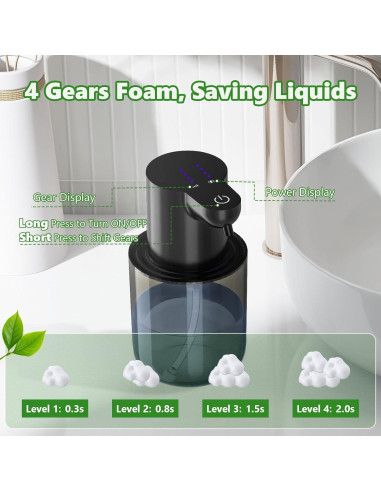 Dispensador Automático de Jabón Espumoso FFZZKJ 400ml Negro