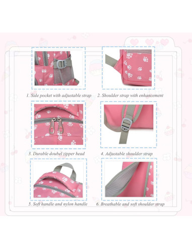 Mochila Escolar para Niñas VIDOSCLA con Huellas de Perro 18L