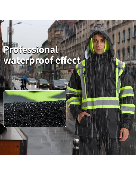 Traje de Lluvia SRsafety para Hombre, Alta Visibilidad, Impermeable Traje de Lluvia SRsafety para Hombre, Alta Visibilidad, Impermeable