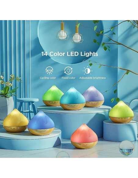 Difusor de Aceite Esencial Dynooper 500ml con Luz LED 14 Colores Difusor de Aceite Esencial Dynooper 500ml con Luz LED 14 Colores