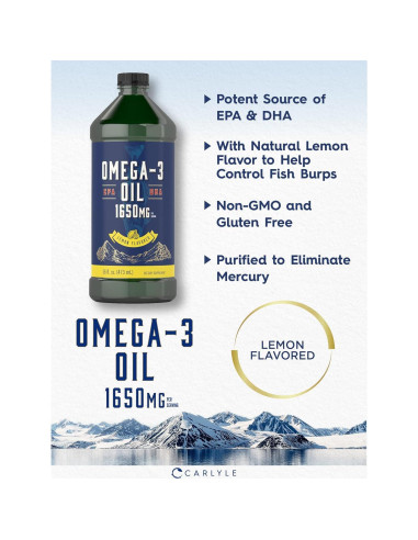 Aceite de Pescado Omega 3 Carlyle 1650mg 946ml Limón