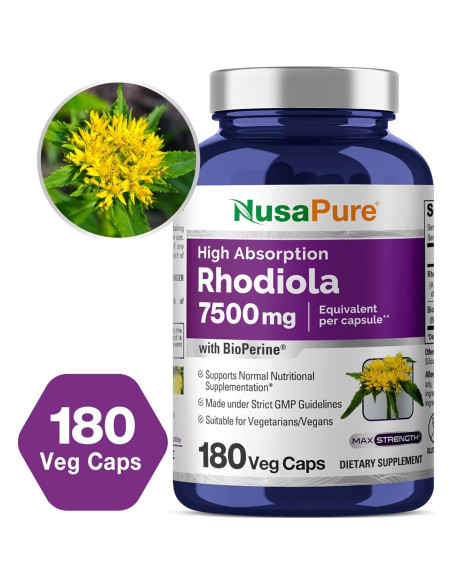 Suplemento Vegano Rhodiola Rosea 7500mg NusaPure 180 Cápsulas Suplemento Vegano Rhodiola Rosea 7500mg NusaPure 180 Cápsulas