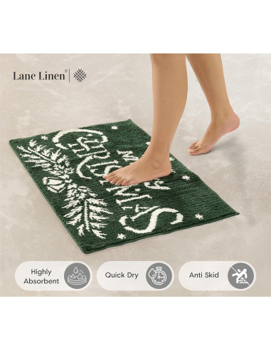 Juego de Alfombrillas de Baño LANE LINEN Verde Navidad 2 Piezas